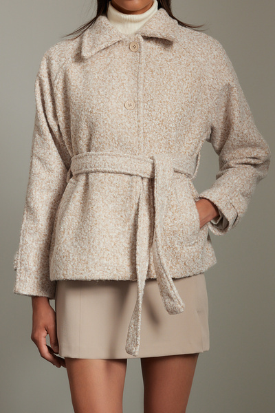 Trendyol Collection Ecru Boucle Regular Short Coat Twoaw25Kb00064