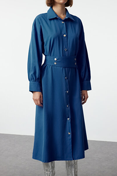 Trendyol Collection Сукня широкого крою Saks Сорочка з низьким рукавом TWOAW25EL00195