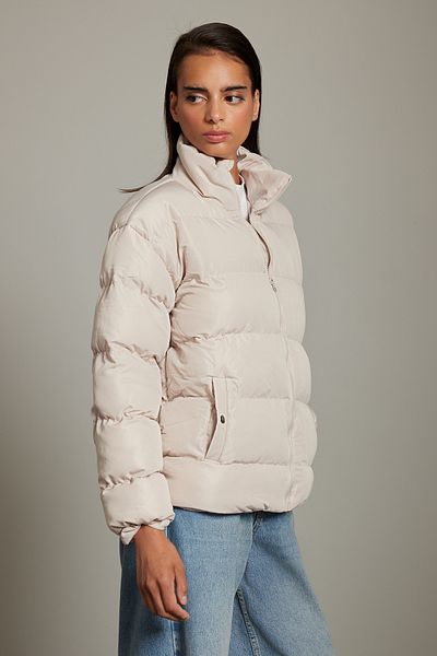 Trendyol Collection Übergroße wasserabweisende Winter-Pufferjacke – Stehkragen, Steinfarbe TWOAW21MO0045