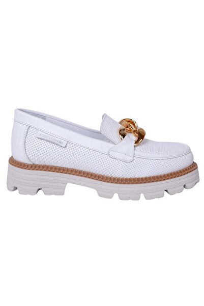 Mammamia D24YA-3855 Pantofi de zi cu zi pentru femei din piele naturală albă