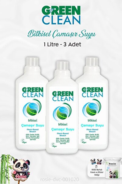 Green Clean 3 Adet Bitkisel Çamaşır Suyu 1 Lt Ve Rosıe
