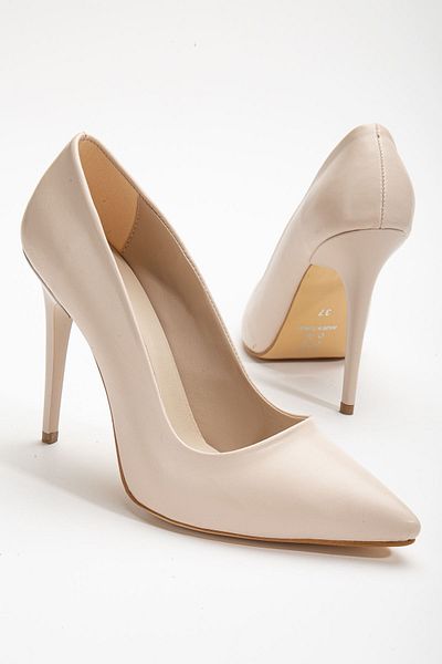 Hayalimdeki Ayakkabı River Cream Skin Thin Heeled Women's Evening Shoes