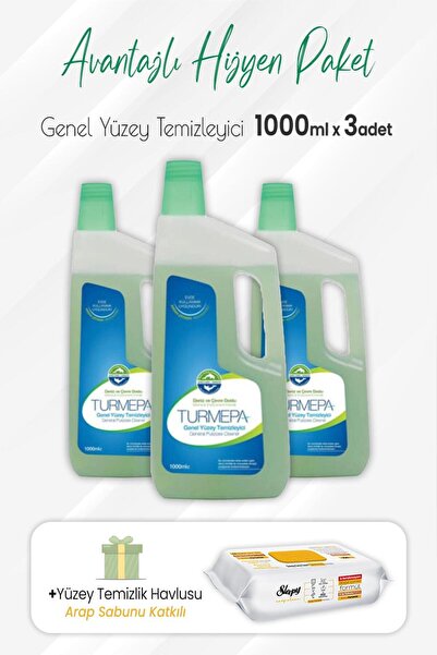 Turmepa Genel Yüzey Temizleyici 1 Lt X 3 Adet Ve Arap Sabunlu Yüzey Temizlik ...