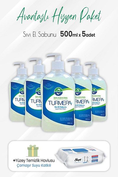 Turmepa Liquid Soap 500 ml X 5 Pieces and Washing Water Surface Cleaning 100 Pieces