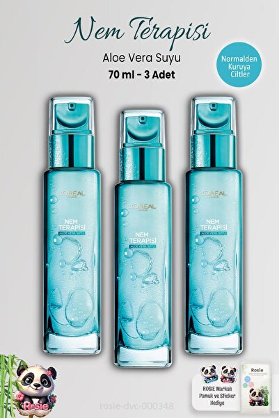 L'Oreal Paris 3 Adet Loreal Paris Nem Terapisi Aloe Vera Suyu 70 ml ve ROSIE