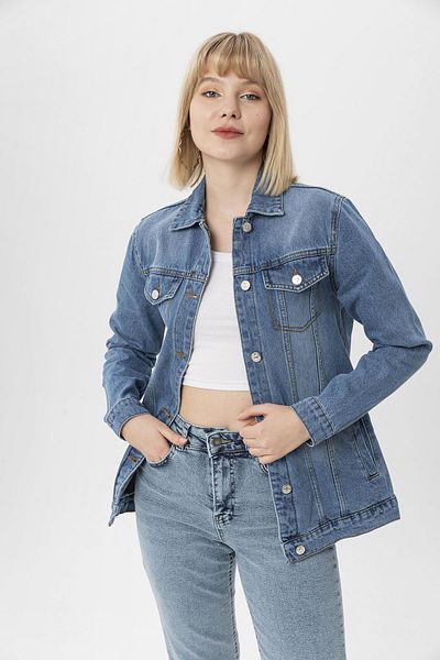 ŞİMAL Jachetă de damă din denim cu text imprimat pe spate