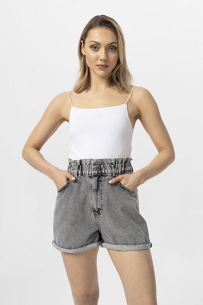 ŞİMAL Pantaloni scurți din denim cu talie elastică pentru femei
