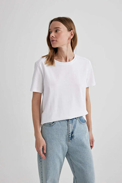 DeFacto Γυναικείο μπλουζάκι A9428ax/wt34 Λευκό