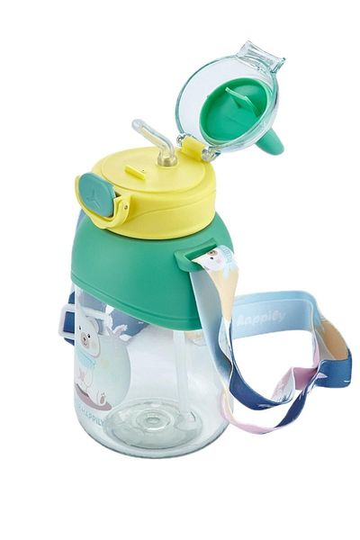 Vagonlife Neck Strap and Straw with Locking Lid 650 Ml School Water Bottle 3 Colors