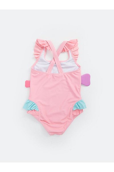 LC Waikiki LCW Baby Square Neck Printed Baby Girl Swimsuit