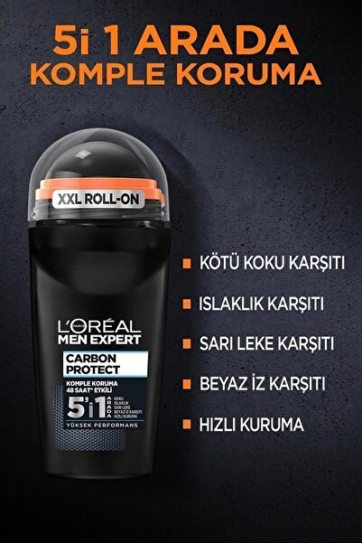 L'Oreal Paris 3 Adet Loreal Paris Men Expert Carbon Protect Erkek Roll On 50 ml ve ROSIE