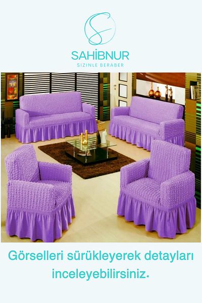 SAHİBNUR BürümcüK sofa and sofa set - sofa Bed Cover, seat Cover, with Elastic and sKirt, for 3+2+1+1 set 3211
