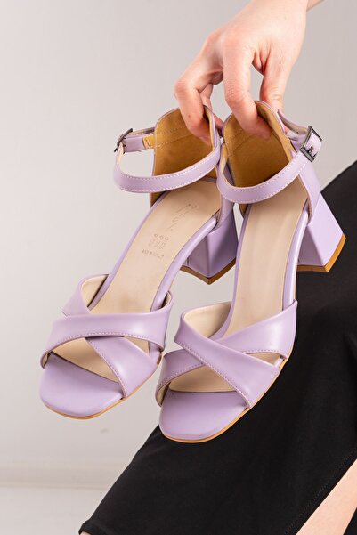 Hayalimdeki Ayakkabı Pantofi de damă cu toc din piele Rosita Lila