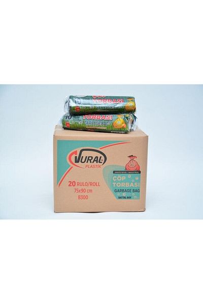 Vural Battal Black Garbage Bag - 75*90 300G Handle, 20Pk*10L Deiplast & B300 & Yener