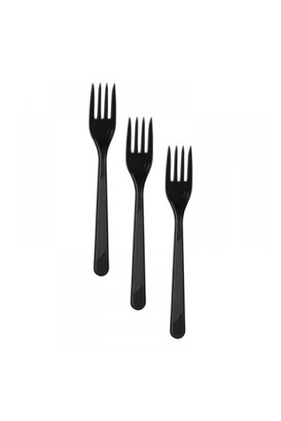 Roll-Up Black Plastic Fork - Pack of 25
