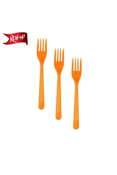 Roll-Up Orange 25 Pack Plastic Fork Party