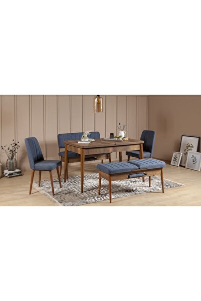 REYSA MOBİLYA Sembol Extra Mutfak Masa Takımı Ceviz Lacivert