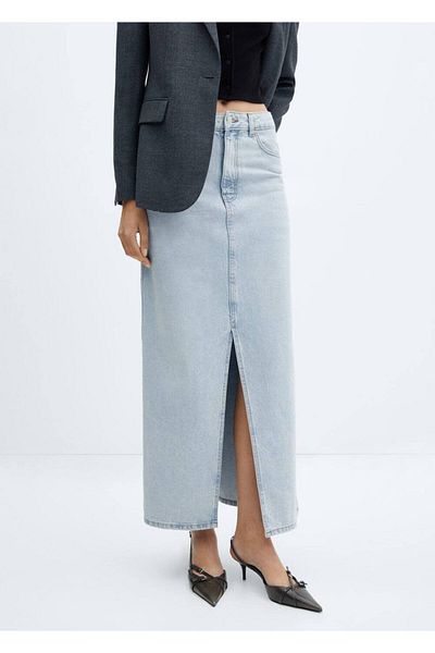 MANGO Woman Fustă din denim cu fante