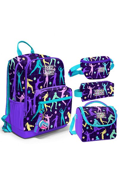 Coral High Purple Volleyball - Girl's Primary/secondary School Bag Set and Waist Bag