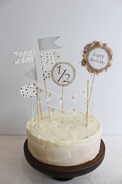 bymila 1/2 Yaş Pasta Süsü Seti-1/2 Yaş Doğum Günü Süsü -Yarım Yaş Pasta Süsü Seti-Yarım Yaş Doğum Günü Süsü