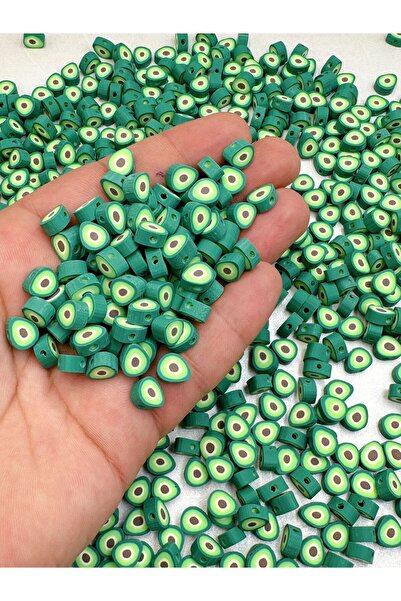 Ebruli Boncuk 10 ملم خرز فيمو منقوش بالفواكه والأفوكادو - 100 قطعة