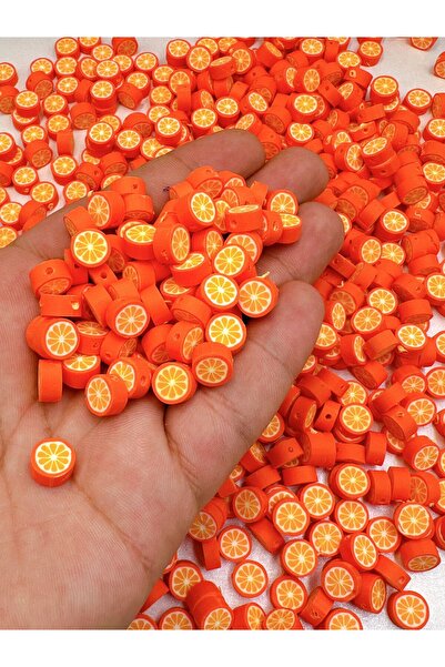 Ebruli Boncuk Mărgele Fimo de 10 mm pentru realizarea de bijuterii cu figurine de fructe de portocale - 100 buc