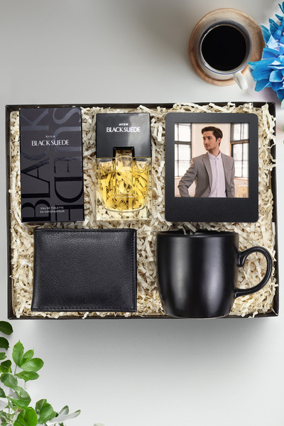 Trendmiya Suni Deri Cüzdan & Black Suede Erkek Parfüm & Siyah Kupa & İnstagra...