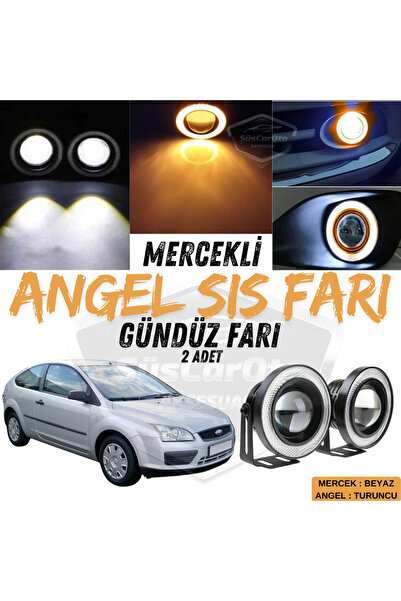 ŞüsCarOto Aksesuar Ford Focus 2 2004-2008 Uyumlu Mercekli Angel Sis Farı Meta...