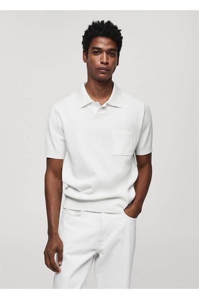 MANGO Man Short-Sleeved Corded Polo Shirt