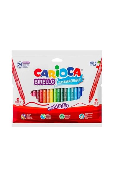 Carioca Carioca Carioca Felt Pen - Double Sided, Washable Ball, Pack of 24 Colors