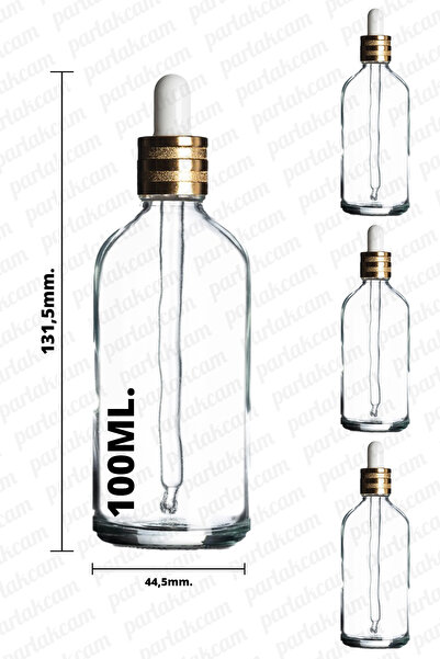 parlakcam 100ml Gold Yüzüklü Özel Tasarım Cam Damlalıklı 100cc Şeffaf Damlalı...
