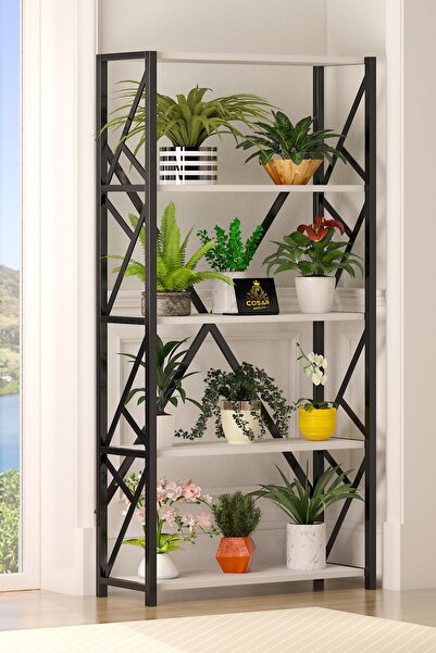 Cosargroup Metal Geniş 5 Raflı Çiçeklik Saksı Standı Saksılık Modern Tasarım ...