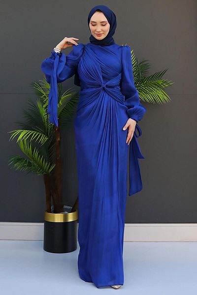 GİZ AGİYİM Βραδινό φόρεμα Orchid Silk Blue