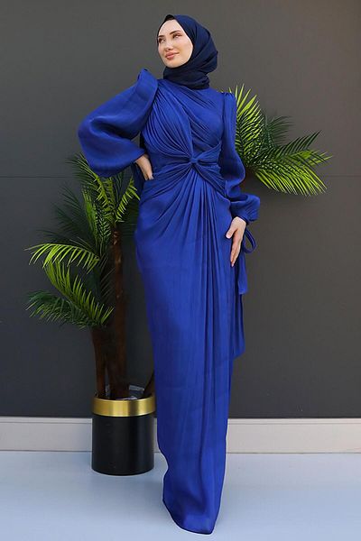 GİZ AGİYİM Βραδινό φόρεμα Orchid Silk Blue