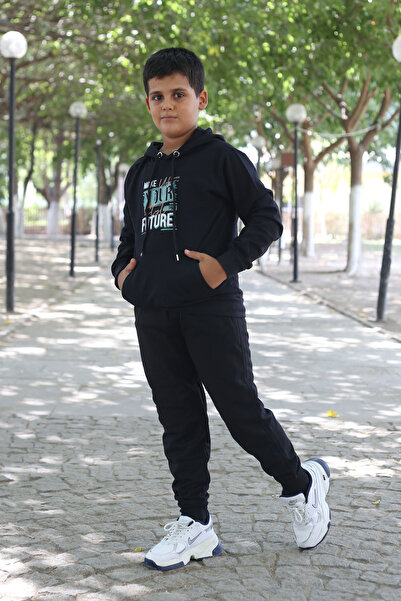 han elegant Urban Printed - Set de trening pentru copii confortabil cu glugă și buzunare cangur