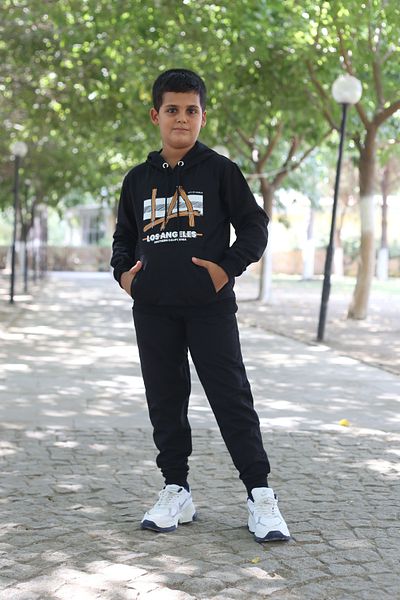 han elegant Los Angeles Printed - Σετ φόρμας με κουκούλα 2 κλωστών και τσέπες καγκουρό
