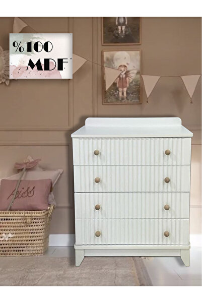 Koza %100 MDF Bohem Beyaz Bebek&Çocuk Şifonyer