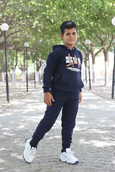 han elegant Los Angeles Printed - 2 Thread Hooded and Kangaroo Pocket Tracksuit Set