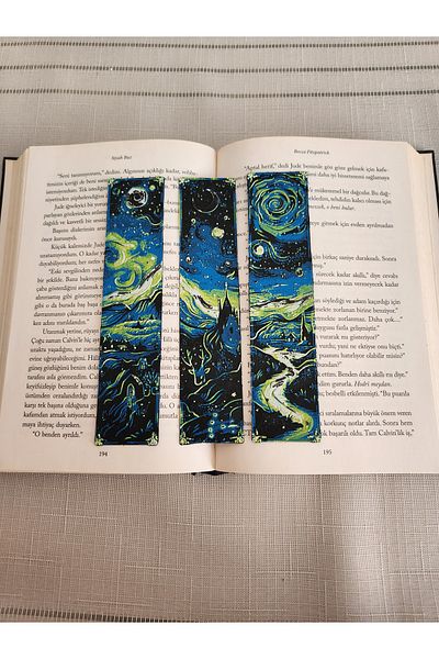 ALTINDAL Home Σετ σελιδοδεικτών βιβλίου Van Gogh Starry Night 3 τεμαχίων - 3D ανάγλυφο SUBSAL Home