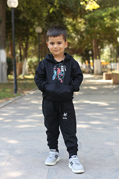 han elegant Set trening pentru baieti - imprimeu Spiderman, buzunar cangur