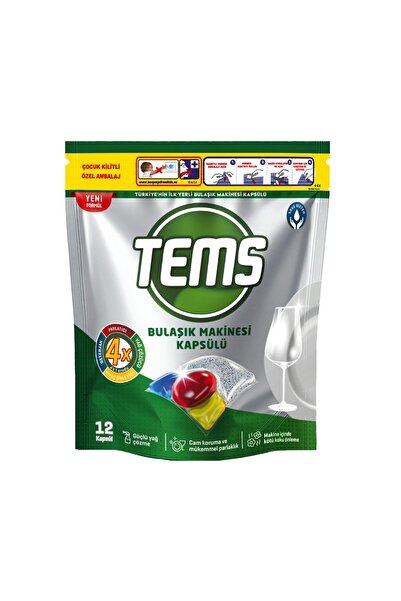 TEMS 4 Etkili Bulaşık Makinesi Kapsül Deterjanı 12 Adet YERLİ ve MİLLİ ÜRETİM