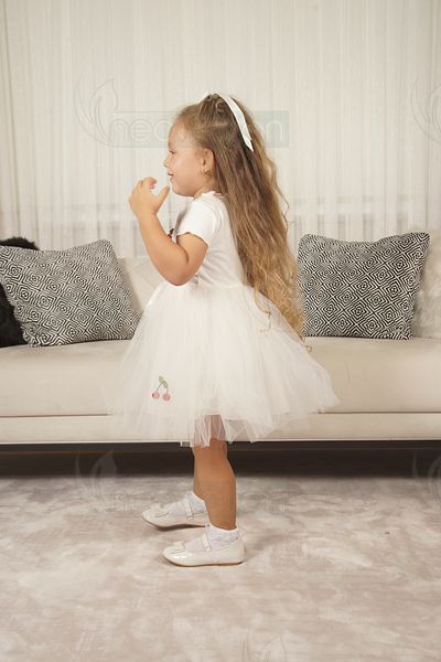 neocotton Φόρεμα με ελαστικό και κερασί τούλι με επένδυση