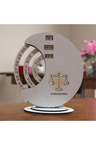 HCGOpia Kişiye Özel Adalet Terazisi Temalı Yuvarlak Döner Takvim