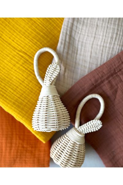 BETSY STUDIO Rattan Bamboo Baby Rattle - Healthy Organic Toy, Children's Room Gift