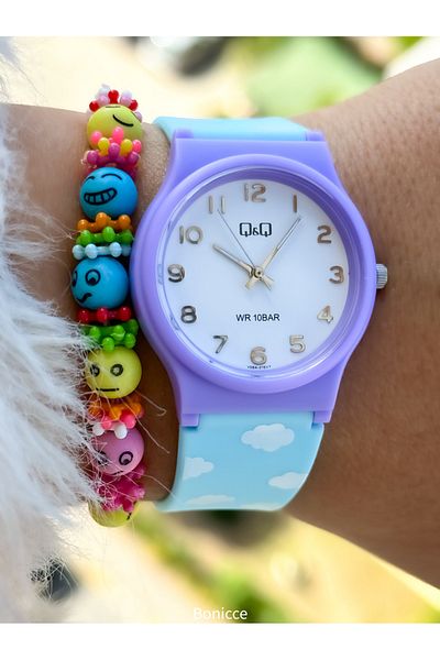 Q&Q Girl's Wristwatch with 10 Bar Waterproof Purple Silicone Cord - Suitable for Pool and Sea