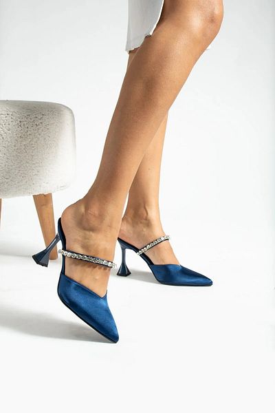 misio shoes Stiletto din piatră din satin cu vârf ascuțit - Pantofi cu toc de damă de 9 cm
