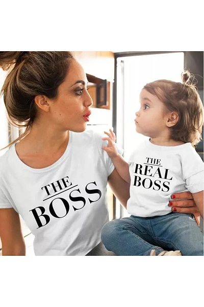 Pink Sky Heart Printed Family T-shirt - Cute Mother and Daughter Tops
