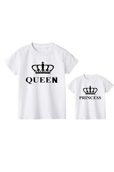 Pink Sky Heart Printed Family T-shirt - Cute Mother and Daughter Tops