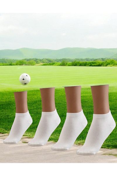 Bambu White Seamless Sports Socks - Women's Premium 4 Pairs Ankle