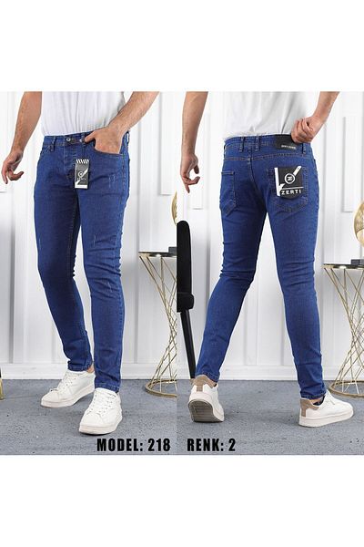 Son Bazar Men's Jeans Blue Jeans - Slim Fit Trousers with Nails